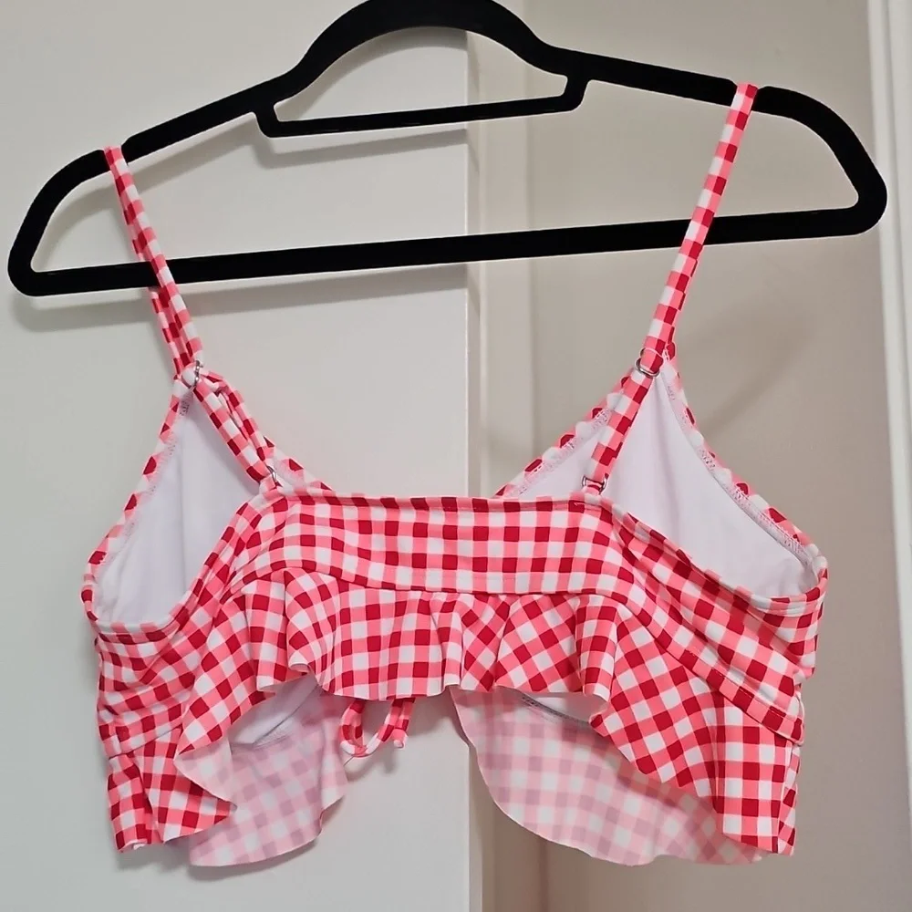 Cupshe Bralette Frill Missy Bikini Top Red/White Large